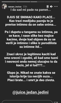 dzej ramadanovski neven zivancevic in vivo o pevacu post na instagramu