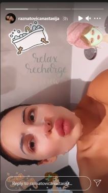 anastasija raznatovic u kadi snimak drustvene mreze
