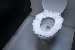 WC šolja obložena toalet papirom