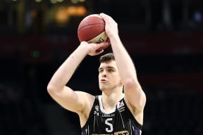 Balša Koprivica  kosarkas Partizana, na utakmici ABA lige protiv Mornara, u Beogradskoj areni.