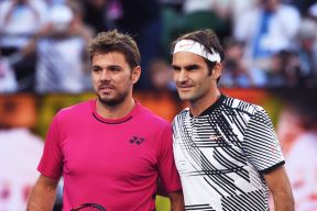 Sten Vavrinka i Rodžer Federer zagrljaj pre meča