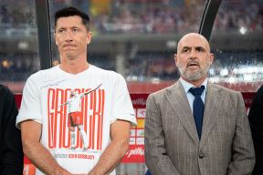 Robert Levandovski i Mičal Probierz na meču Poljske