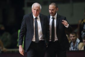 Željko Obradović i Bogdan Karaičić na utakmici Partizana