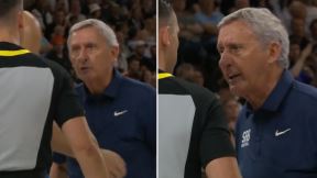 Svetislav Pešić se svađa sa sudijom na Srbija Nemačka