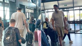 Vlade Divac na aerodromu u Beogradu posle operacije