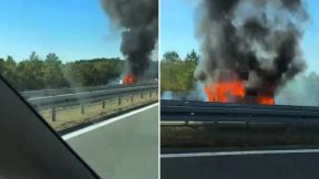 gori vozilo na auto-putu Miloš Veliki