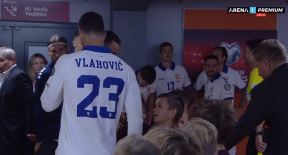 Dušan Vlahović u novom dresu Srbije protiv Letonije