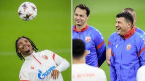 Frenklin Tebo Učena i Vladan Milojević na treningu pred Zvezda Porto