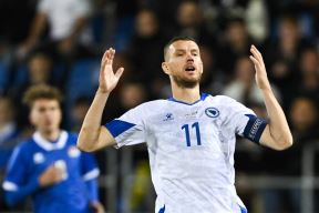 Edin Džeko na utakmici BiH Lihtenštajn
