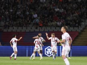 Fudbaleri Olimpijakosa slave gol protiv Barselone.