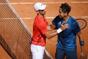 Novak Đoković i Alehandro Tabilo na turniru u Rimu