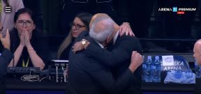 Željko Obradović i Vasilis Spanulis razgovaraju na Partizan Monako