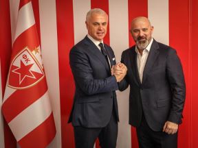 Dejan Stanković i Zvezdan Terzić se pozdravljaju na promociji u Zvezdi