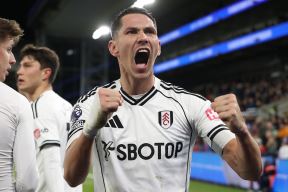 Saša Lukić slavi gol za Fulam.