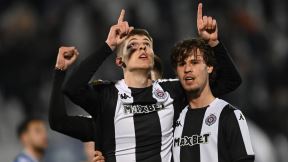 Andrej Kostić i Bogdan Kostić fudbaleri Partizana slave gol