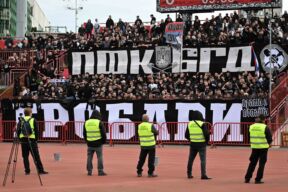 Navijači Partizana na stadionu Karađorđe