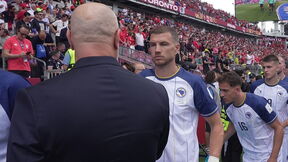 Edin Džeko i Sergej Barbarez se pozdravljaju na utakmici BiH
