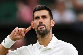 Novak Đoković drži prst na uhu.