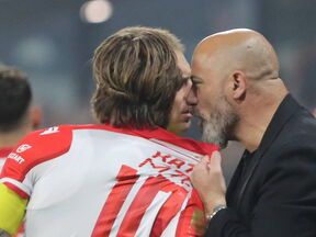 Fudbaler Crvene zvezde Aleksandar Katai i trener Dejan Stanković.