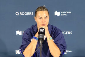 Arina Sabalenka na konferenciji za medije.