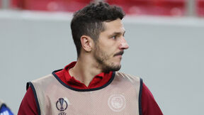 Stevan Jovetić na zagrevanju u Olimpijakosu