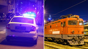 Voz, noć, policija, pruga, šine