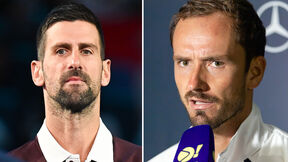 Novak Đoković i Danil Medvedev jedan do drugog.