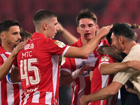 Slavlje fudbalera Crvene zvezde.