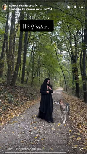 Elena Karaman u šumi sa vukom (1).jpg