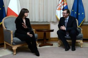 Monika Beluči i Emir Kusturica, konferencija u Beogradu