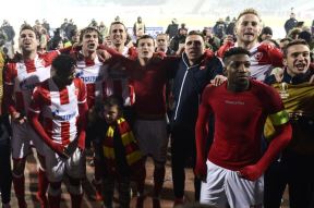 Crvena zvezda - Keln 1:0 slavlje igrača i navijača FOTO