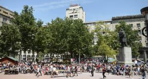 Srbija - Kostarika navijači u Beogradu Mundijalski trg FOTO