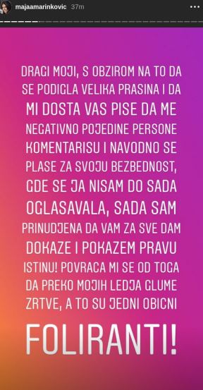 Maja Marinković detalji veze sa Janjušem Instagram stori oglasila se objasnila razlog