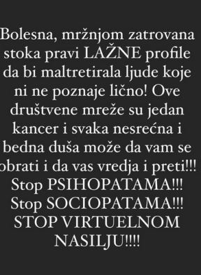 kaja ostojic lazni profil uznemiravanje instagram