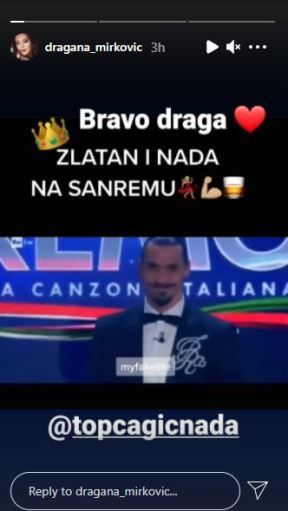 nada topcagic sanremo zlatan ibrahimovic dragana mirkovic