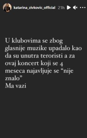 katarina zivkovic koncerti crvene jabuke reagovala na instagramu