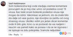 vasil hadzimanov komentari zafir hadzimanov smrt vakcina fejsbuk