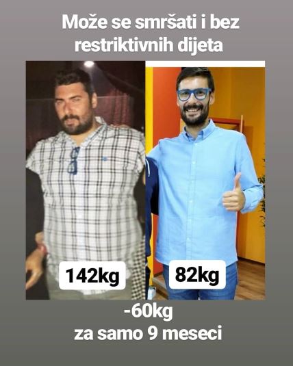 za 9 meseci smrsao 60 kilograma