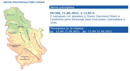 hitno upozorenje nevreme srbija