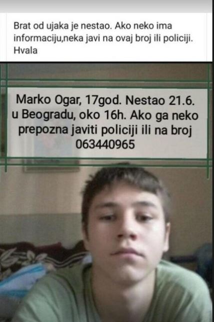 nestao marko ogar 17 godina