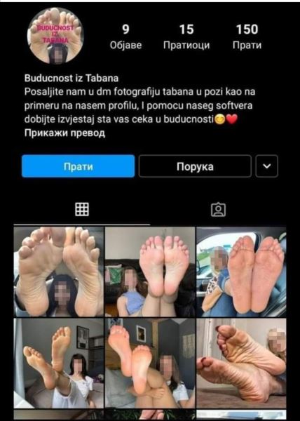 Prevara na Instagramu proricanje budućnosti iz tabana