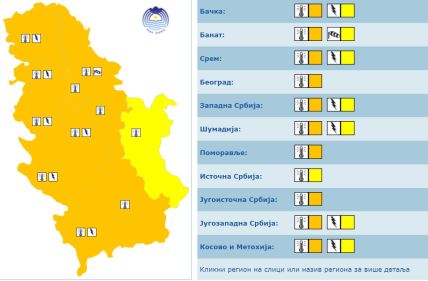 Upozorenje na pljusak u naredna dva sata