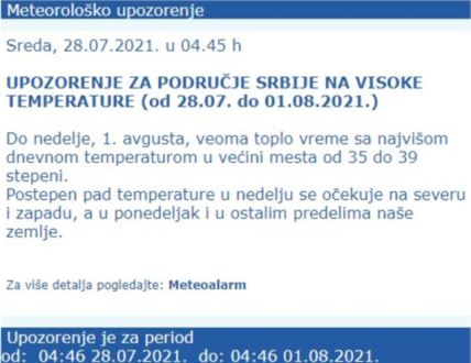 RHMZ upozorenje