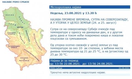 Vremenska prognoza 23. avgust