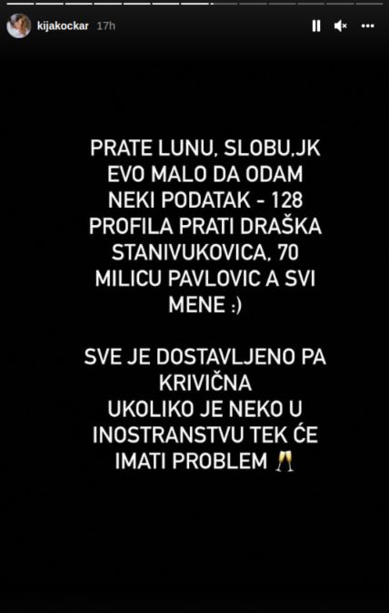 Kija Kockar u problemu sa Instagramom