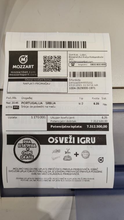 dobitni tiket mozzart