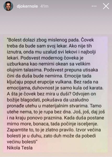 Novak citira Nikolu Teslu