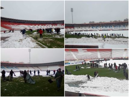 fk crvena zvezda, čišćenje snega