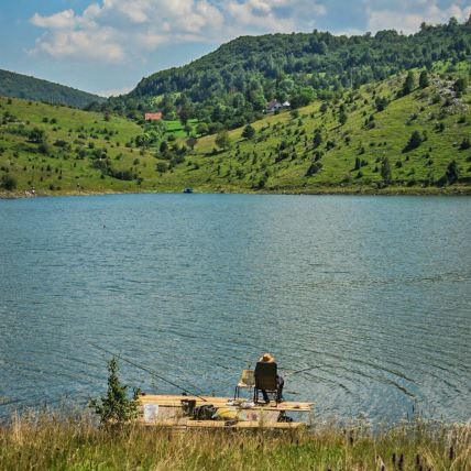 Zlatar, Zlatar Lake, summer, fisherman, by Vladimir Živanović.JPG