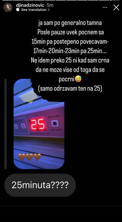 đina džinović instagram solarijum